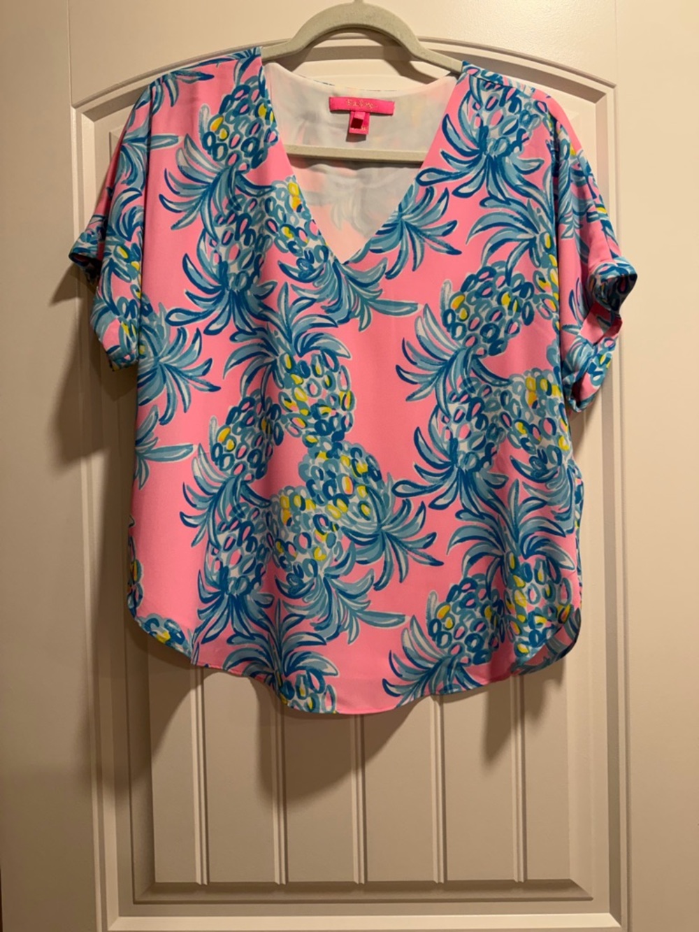Lilly Pulitzer Pink Tropical V-Neck Women's Top